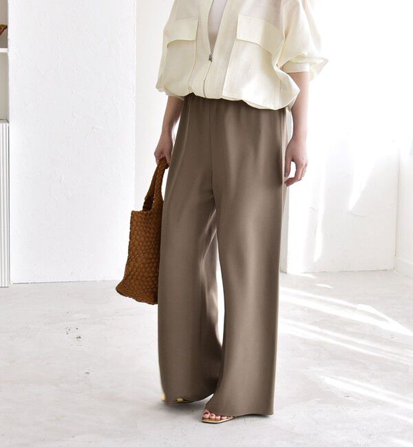 quaranciel「《予約》quaranciel:〈手洗い可能〉バイアス ストレッチ イージー ワイド パンツ」|その他|