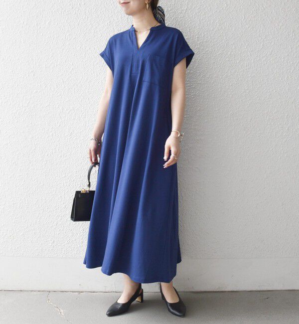 SHIPS any「《予約》SHIPS any:〈接触冷感/汗染み防止加工/洗濯機可能〉スキッパー Aライン ワンピース」|ワンピース|