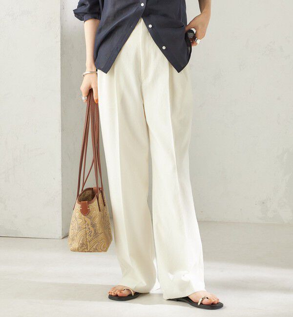 SHIPS for women「〈手洗い可能〉ドライ シャンタン フロント タック パンツ」|その他|