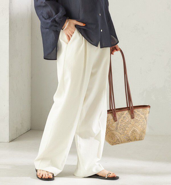 SHIPS for women「〈手洗い可能〉ドライ シャンタン フロント タック パンツ」|その他|