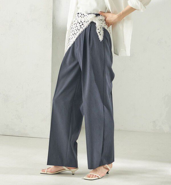 SHIPS for women「〈手洗い可能〉ドライ シャンタン フロント タック パンツ」|その他|