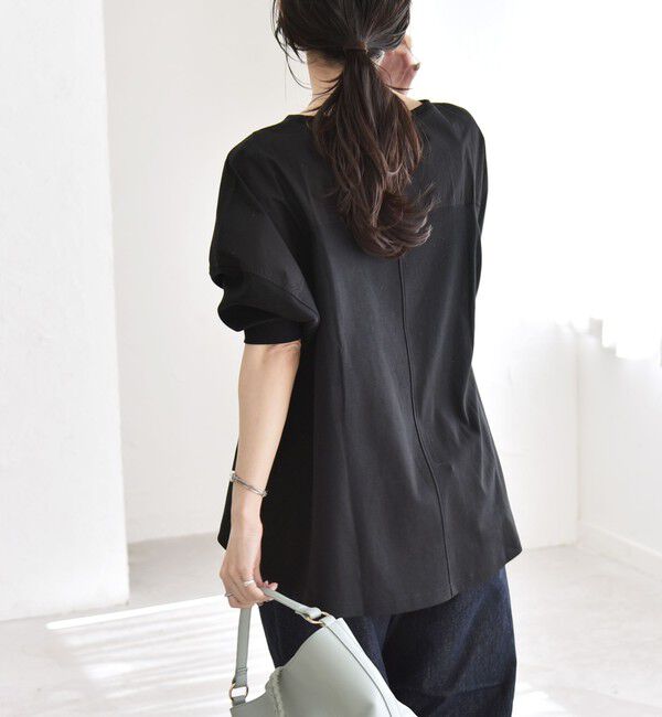 quaranciel「《予約》quaranciel:〈接触冷感/汗染み防止加工/洗濯機可能〉ドッキング Aライン カットソー」|Tシャツ・カットソー|