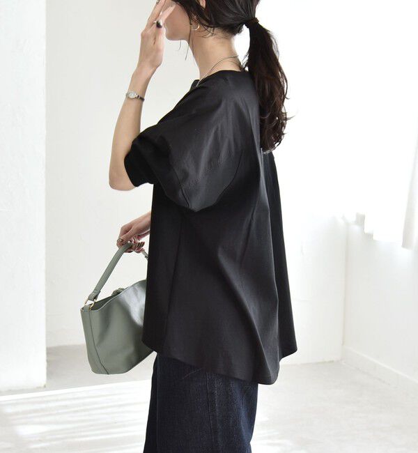 quaranciel「《予約》quaranciel:〈接触冷感/汗染み防止加工/洗濯機可能〉ドッキング Aライン カットソー」|Tシャツ・カットソー|