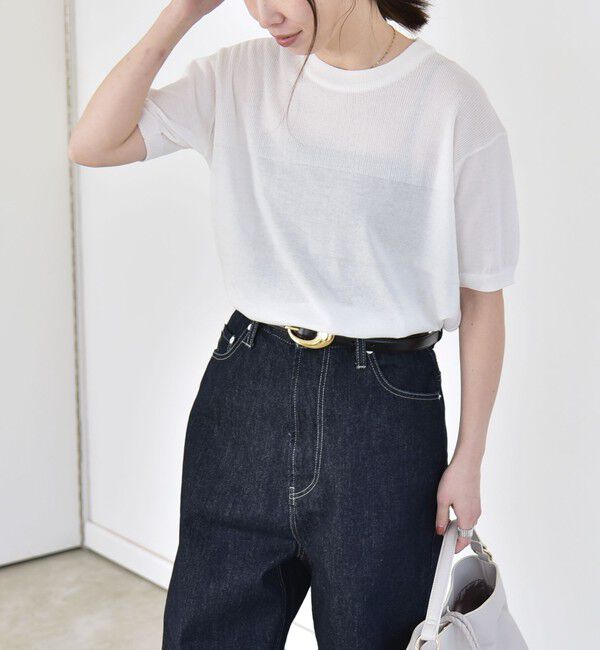 quaranciel「《予約》quaranciel:〈接触冷感/手洗い可能〉コンパクト シアー ニット TEE」|ニット・セーター|