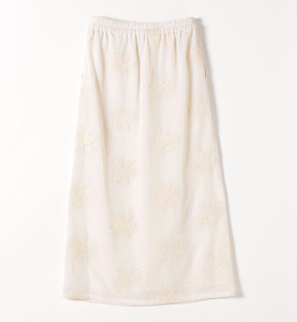SHIPS any「《予約》SHIPS any:〈洗濯機可能〉メッシュ レース エンブロイダリー Iライン スカート」|タイト|