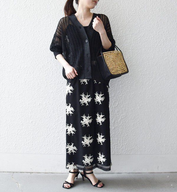 SHIPS any「《予約》SHIPS any:〈洗濯機可能〉メッシュ レース エンブロイダリー Iライン スカート」|タイト|