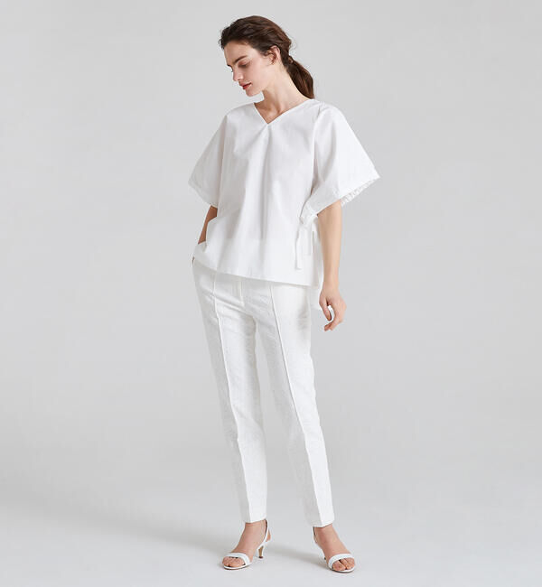 TOMORROWLAND collection「コットントロピカル リボンカフスVネックブラウス」|シャツ・ブラウス|