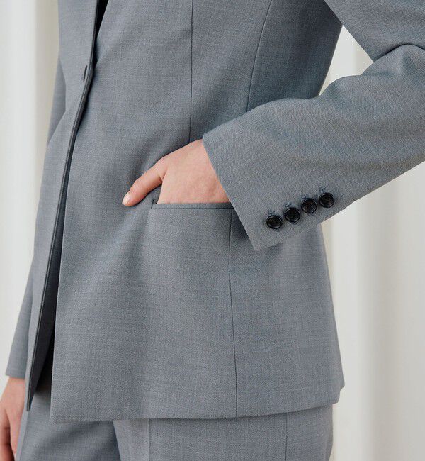 DES PRES「ポリエステルウールバラシャ Vカラージャケット」|ノーカラージャケット|