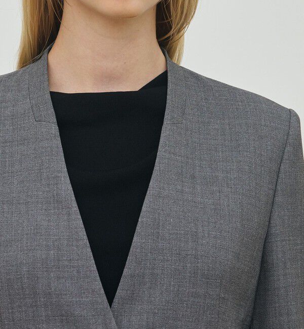 DES PRES「ポリエステルウールバラシャ Vカラージャケット」|ノーカラージャケット|