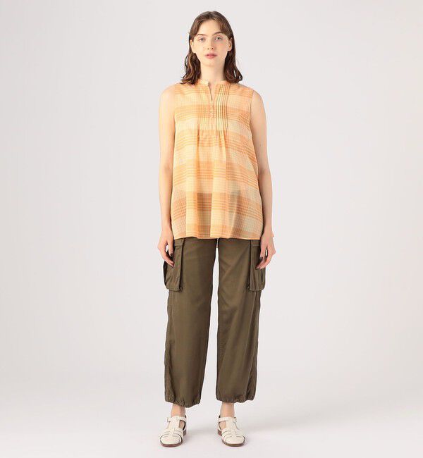 MACPHEE「コットンオーガンジー ノースリーブブラウス」|シャツ・ブラウス|