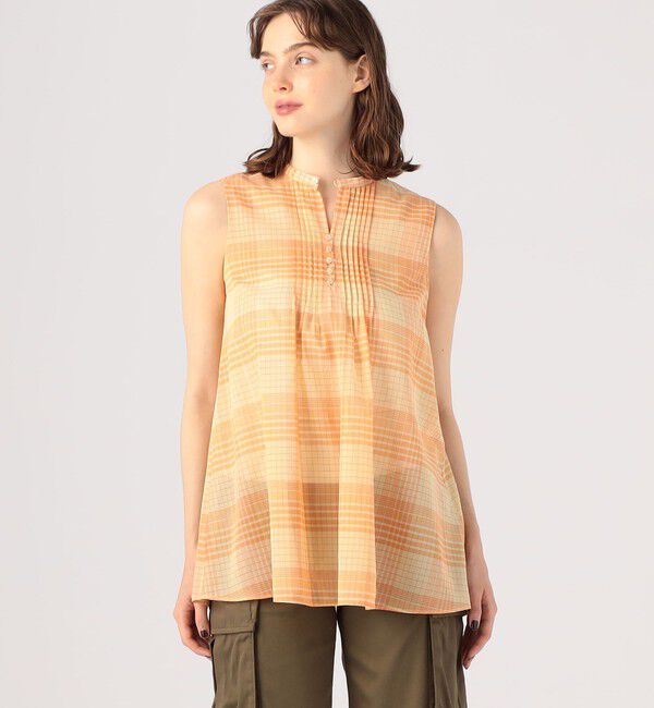 MACPHEE「コットンオーガンジー ノースリーブブラウス」|シャツ・ブラウス|