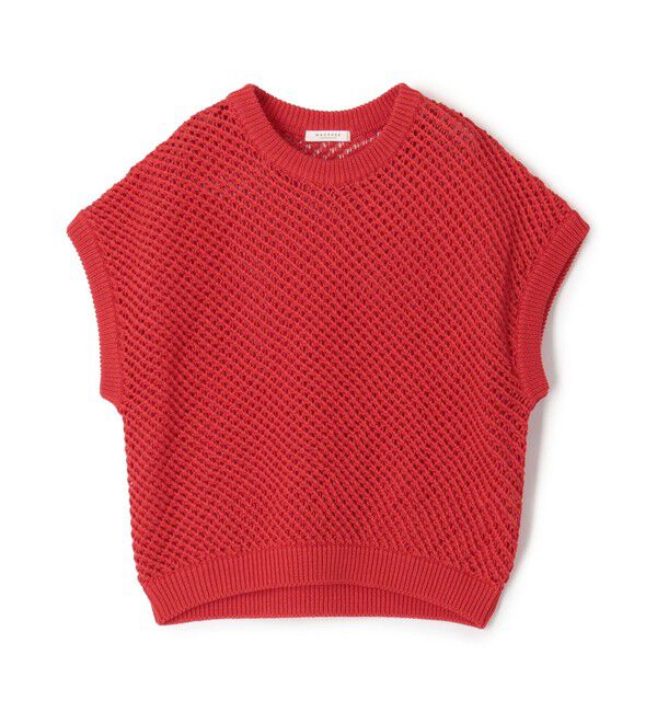 MACPHEE「コットンメッシュ クルーネックプルオーバー」|ニット・セーター|27 レッド