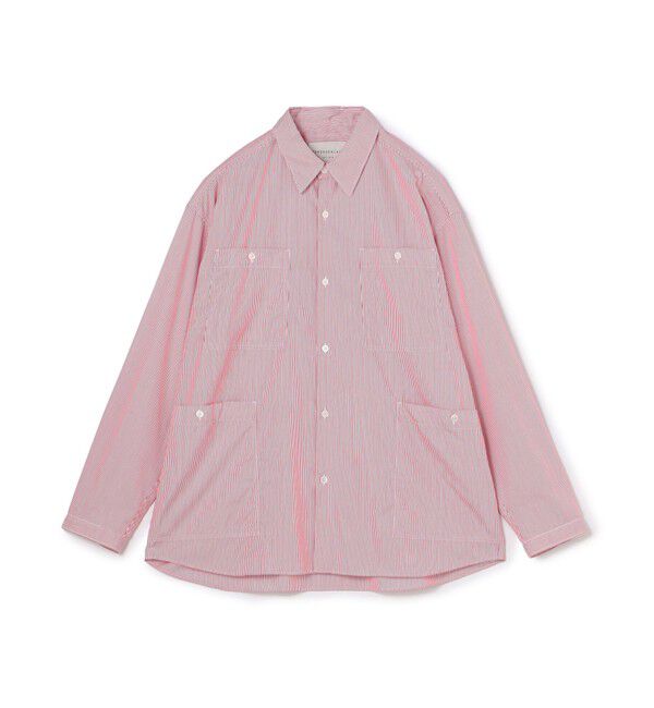 TOMORROWLAND MENS「コットン ストライプ マルチポケットシャツ」|シャツ・ブラウス|36 レッド系