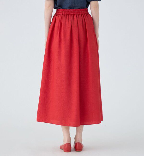 MACPHEE「【WEB限定】クレープサテン ギャザーロングスカート」|フレア|