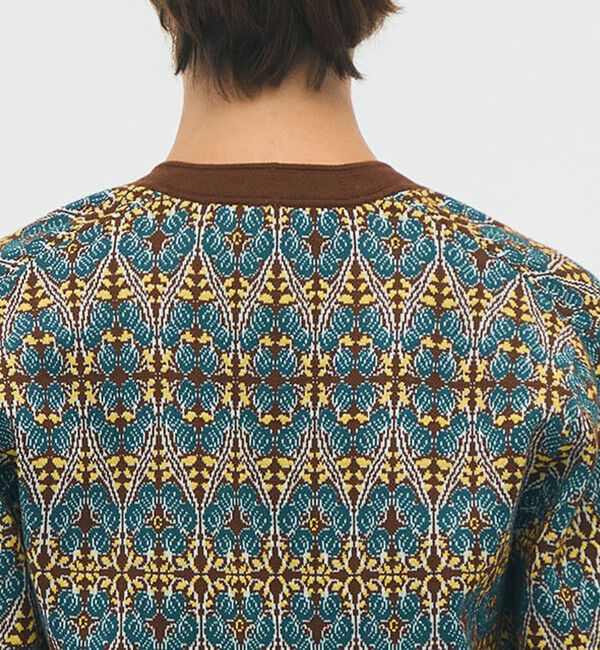 CABaN「コットンカシミヤストレッチ ジャカードプリントVネックカーディガン」|カーディガン|