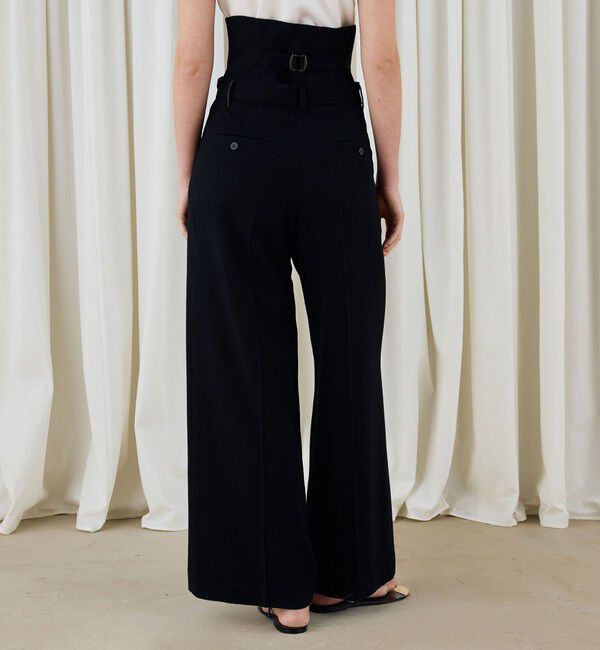 DES PRES「ウールジョーゼット コルセット付きタックワイドパンツ」|スラックス|