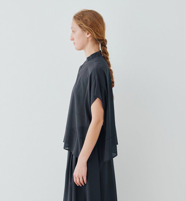 GALERIE VIE「ライトシルクストレッチ スタンドネックボックスシャツ」|シャツ・ブラウス|