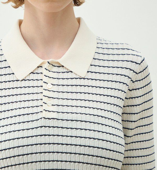 MACPHEE「コットンナイロンケーブル ポロプルオーバー」|ニット・セーター|