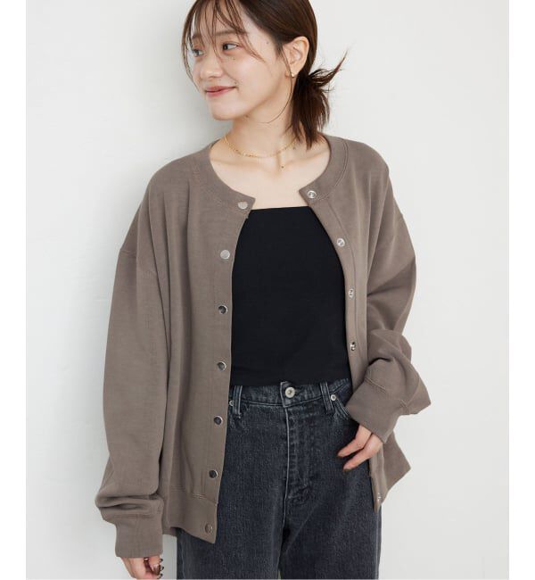 SLOBE IENA「《追加》ダブルフェイスジャージースナップカーディガン」|カーディガン|