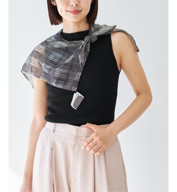 IENA「《予約》 ECOSPLASH リブボートネックプルオーバー」|ニット・セーター|ブラック