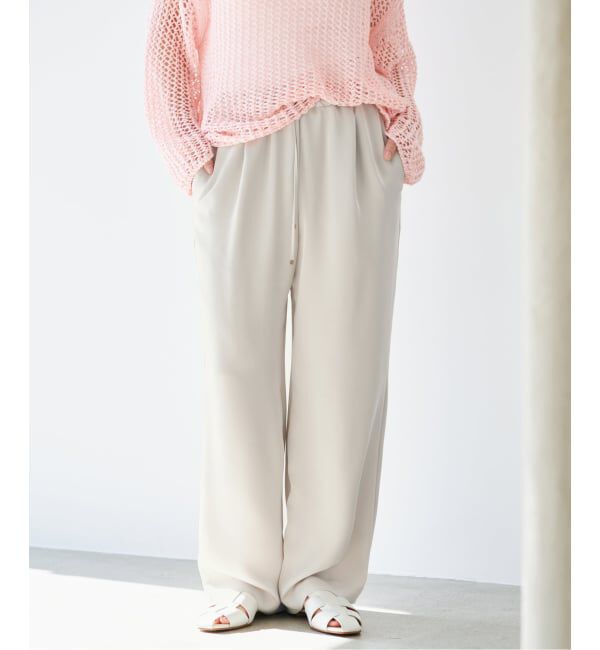 IENA「《予約》ウォッシャブルシルキーサテンイージーパンツ」|その他|ベージュ