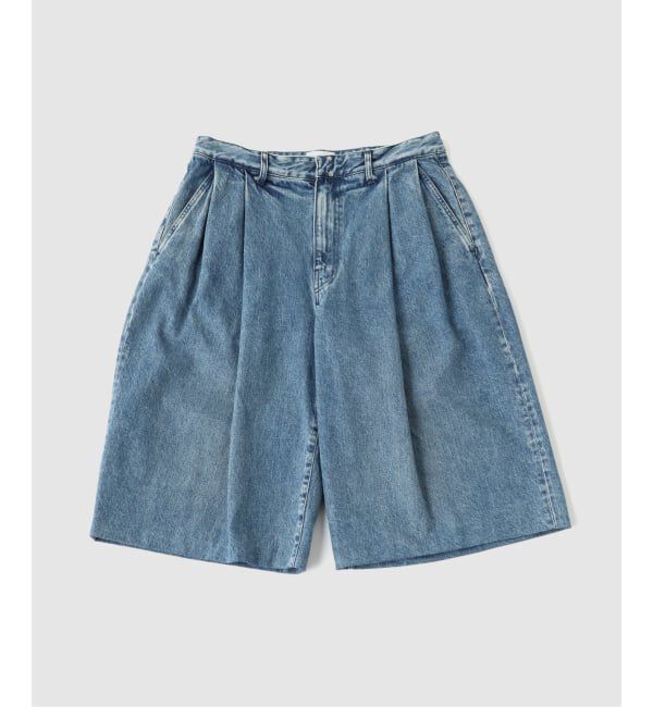 EDIFICE「TANAKA (タナカ) HAKAMA JEAN SHORTS」|デニム|ブルー