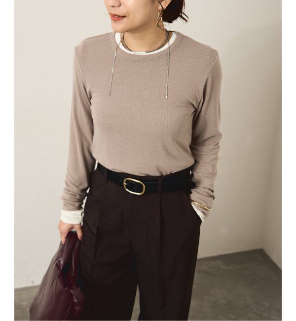 JOURNAL STANDARD「レーヨンベアテレコ クルーネックプルオーバー」|Tシャツ・カットソー|ベージュ