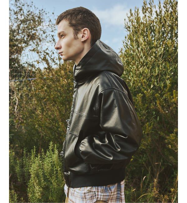 JOURNAL STANDARD「フェイクレザー ファイヤーマン フード ジャケット」|ライダースジャケット|