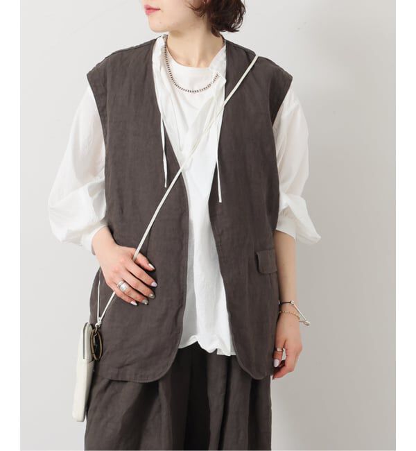 journal standard luxe「《予約》リネンヘリンボン ベスト」|ダウンベスト・ベスト|ブラウン