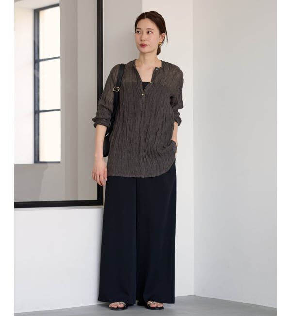FRAMeWORK「≪追加≫LINENクレープヘンリーネックブラウス 3」|シャツ・ブラウス|