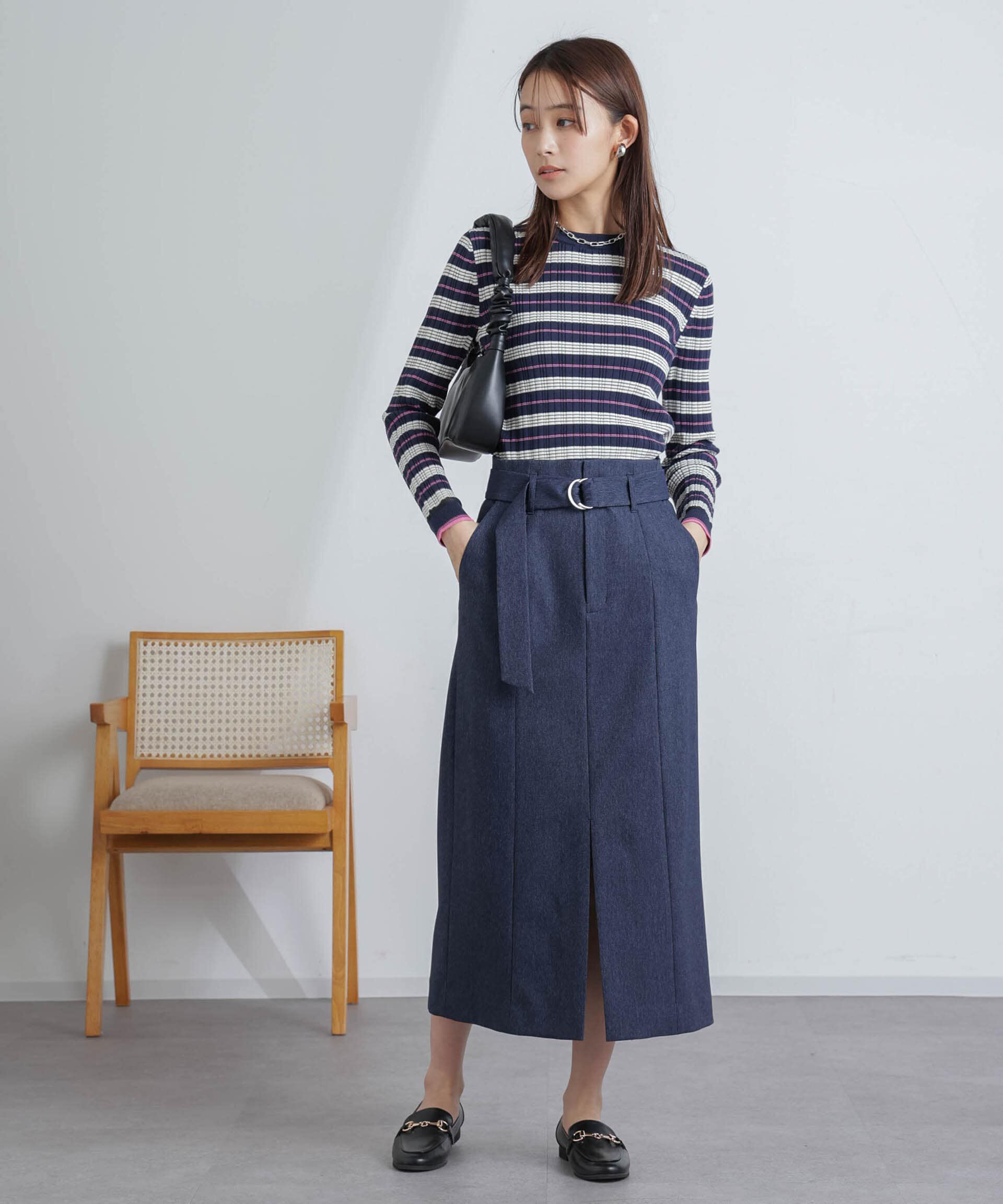 nano･universe「ランダムリブボーダーニットトップス(セットアップ可)」|ニット・セーター|