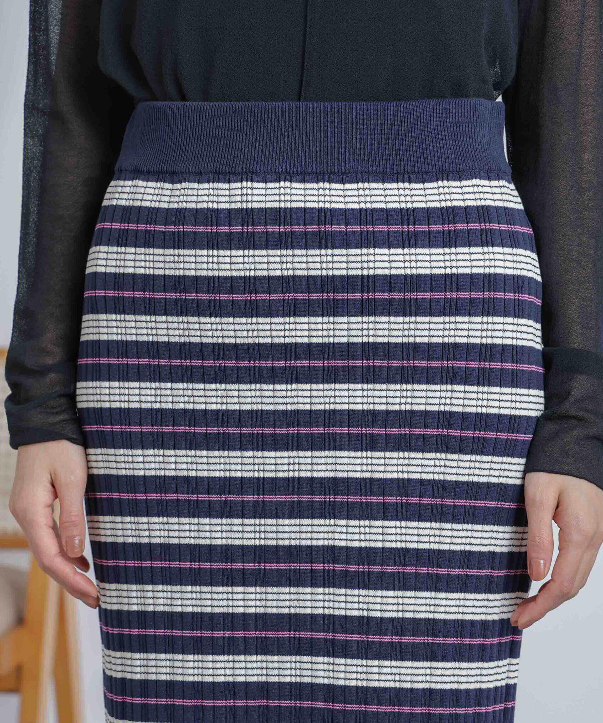 nano･universe「ランダムリブボーダースカート(セットアップ可)」|スカート|