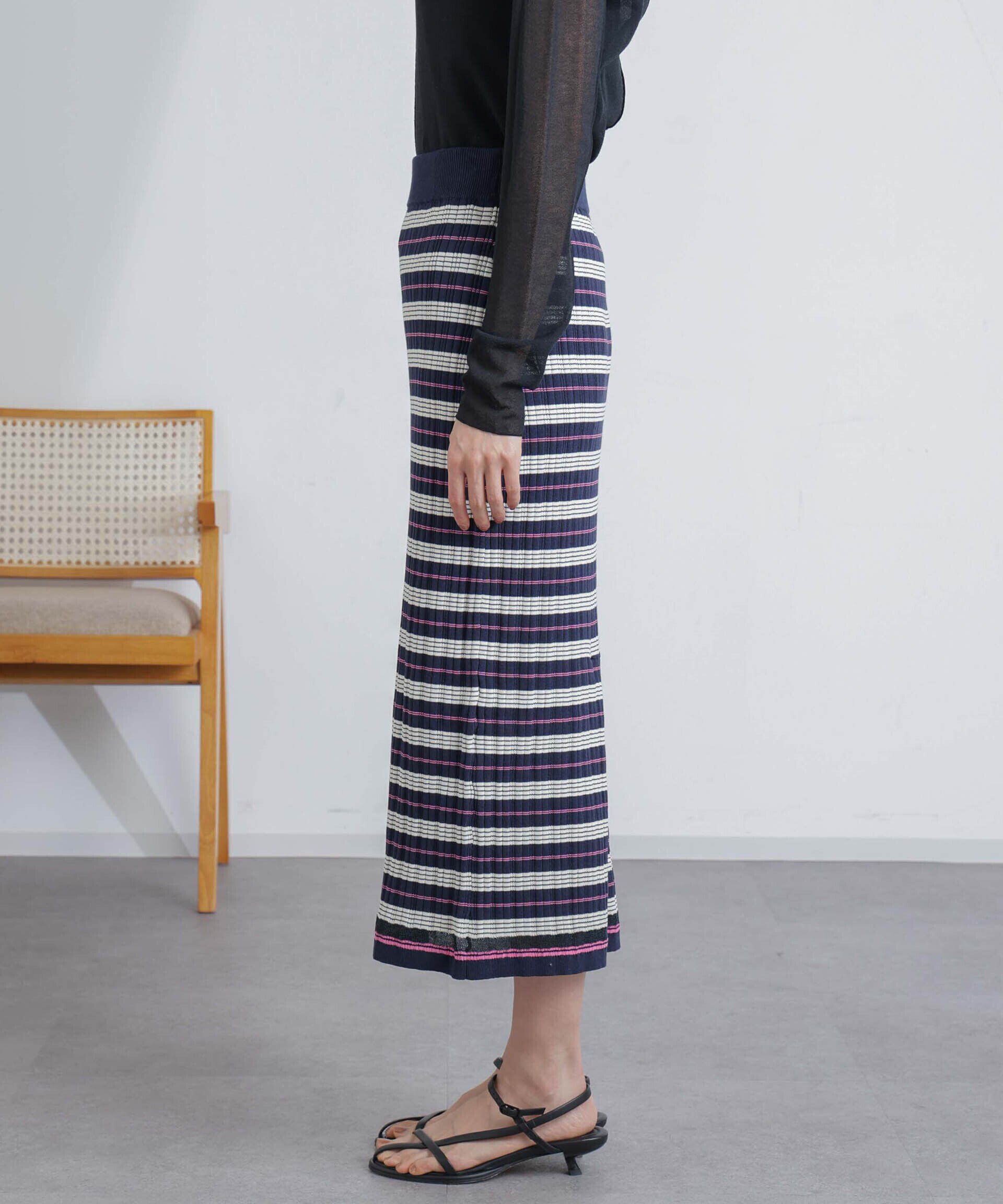 nano･universe「ランダムリブボーダースカート(セットアップ可)」|スカート|