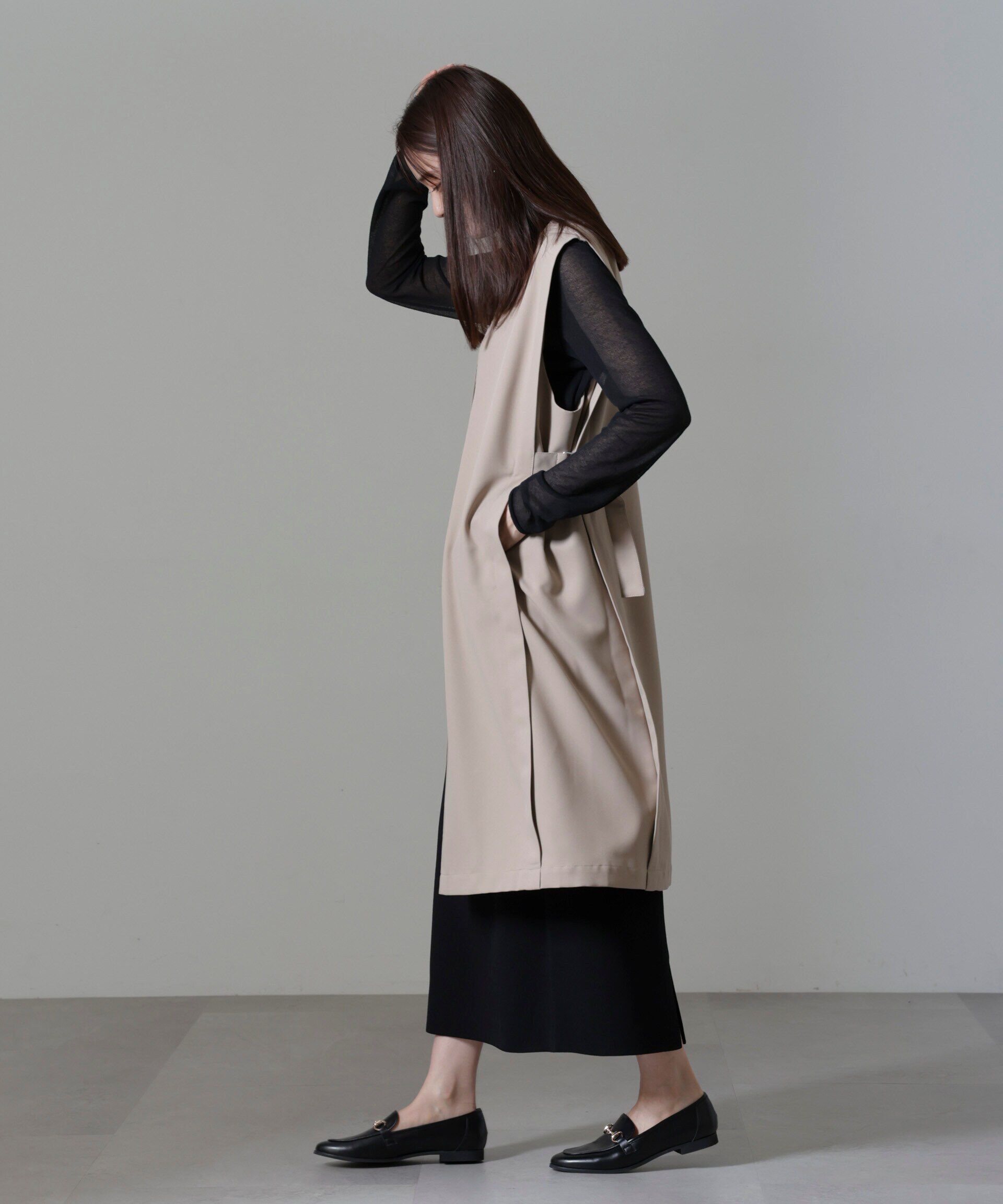 nano･universe「サイドベルトロングジレ(セットアップ可)」|テーラードジャケット|