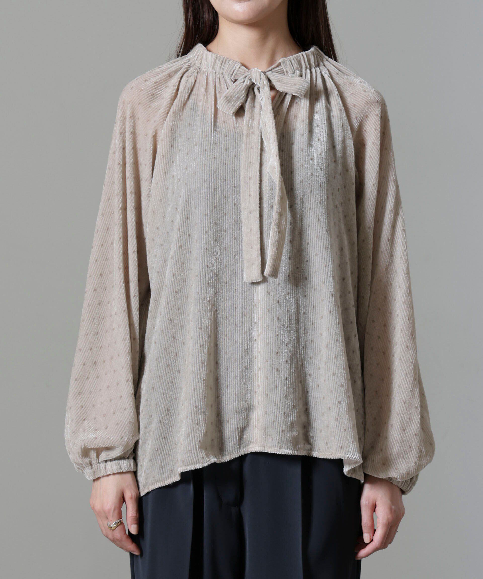 nano･universe「ストライプベロア前後2WAYブラウス」|シャツ・ブラウス|