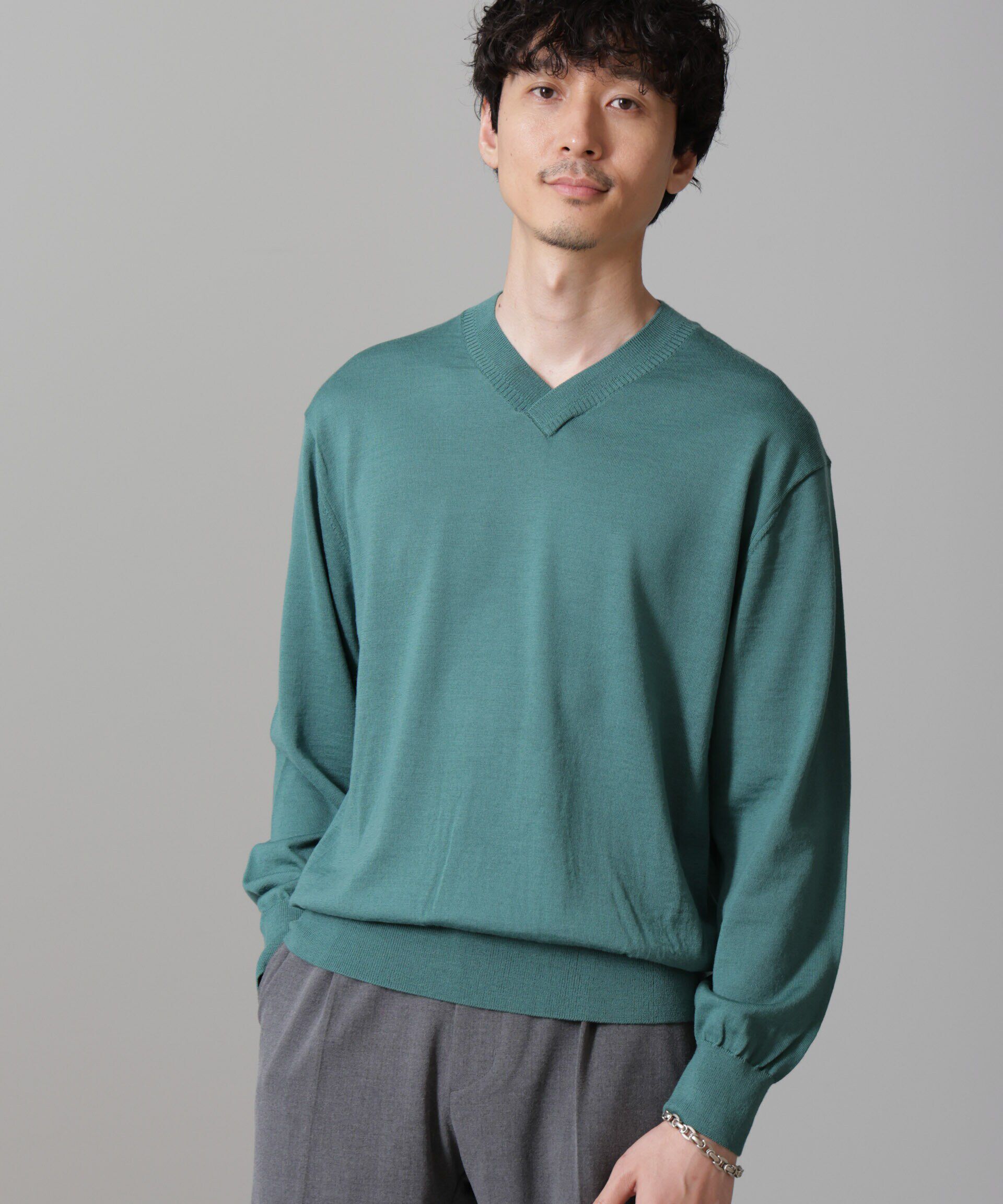 nano･universe「「毛玉レスニット」ファインゲージVネック」|ニット・セーター|