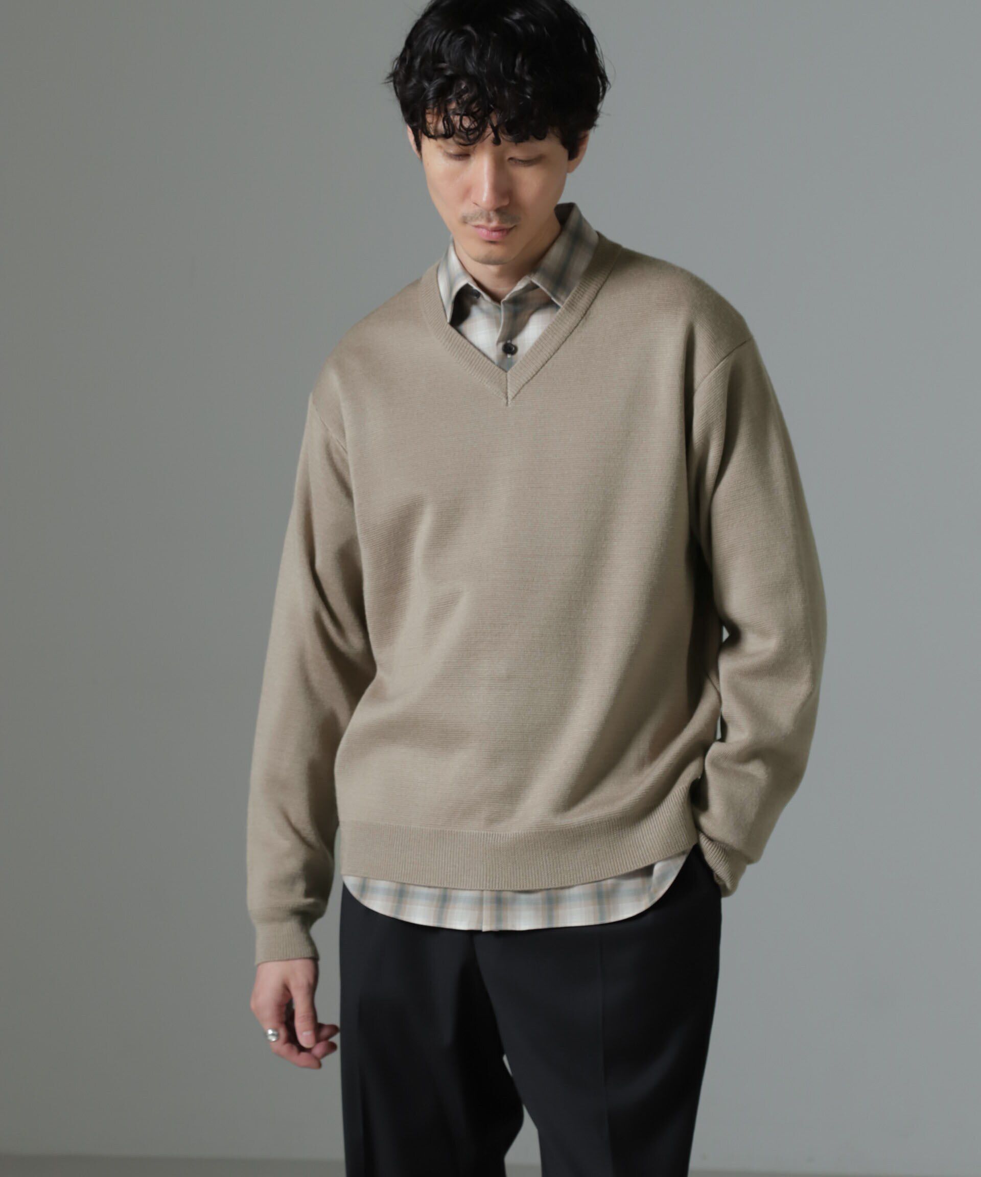 nano･universe「タスマニアミックス ミラノリブリラックスＶネックニット」|ニット・セーター|