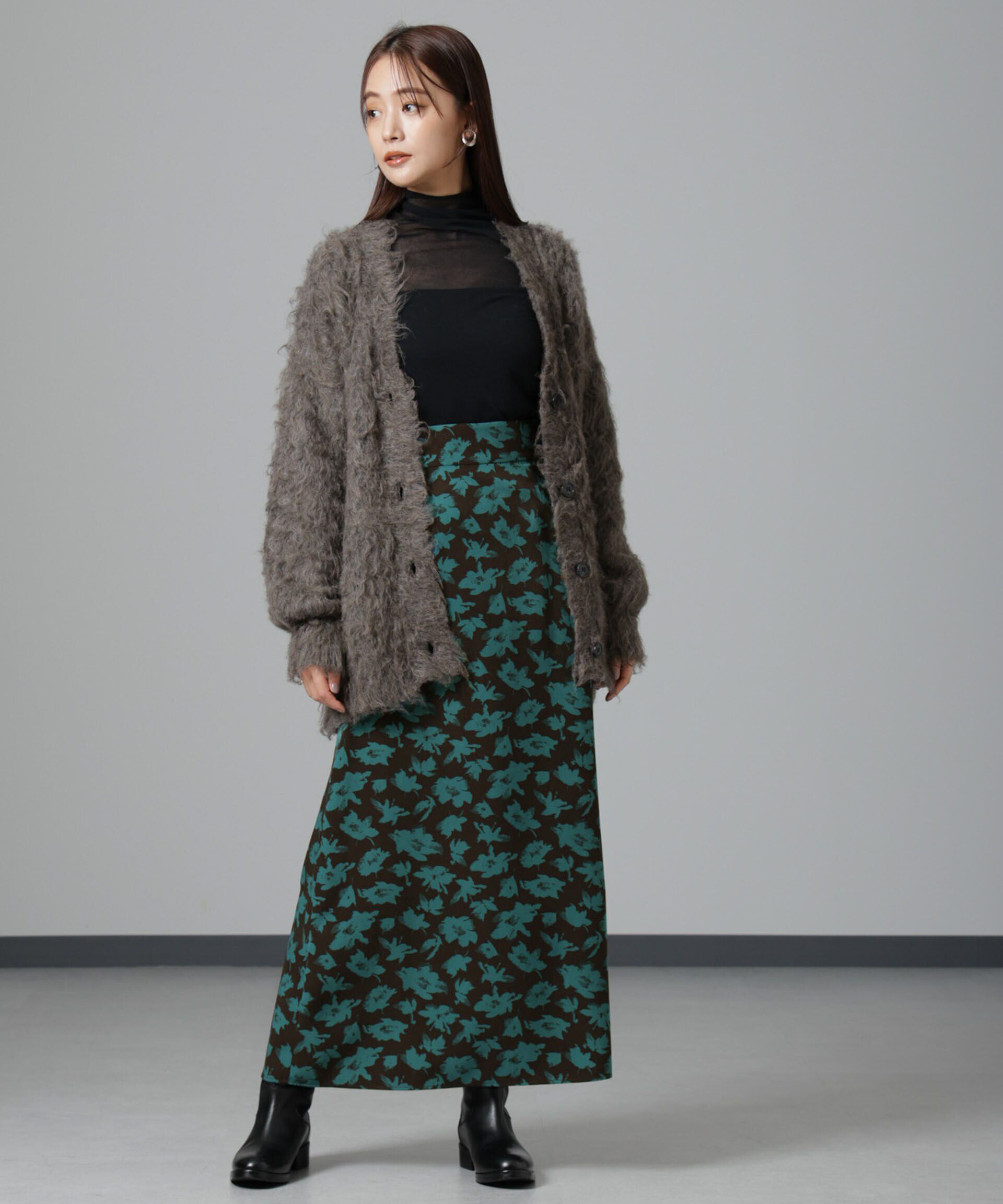 nano･universe「フラワープリントマキシスカート」|スカート|