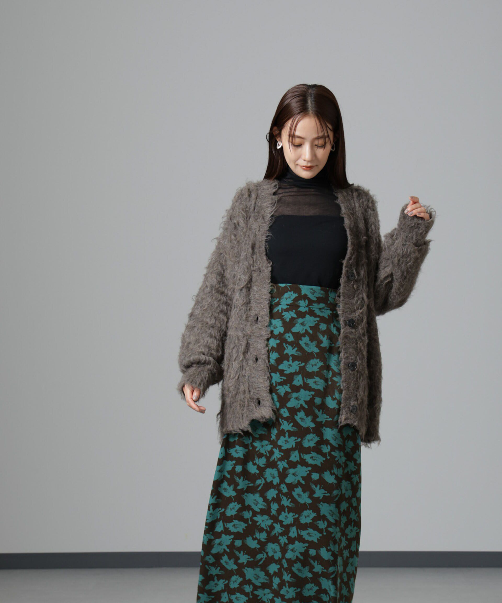 nano･universe「フラワープリントマキシスカート」|スカート|