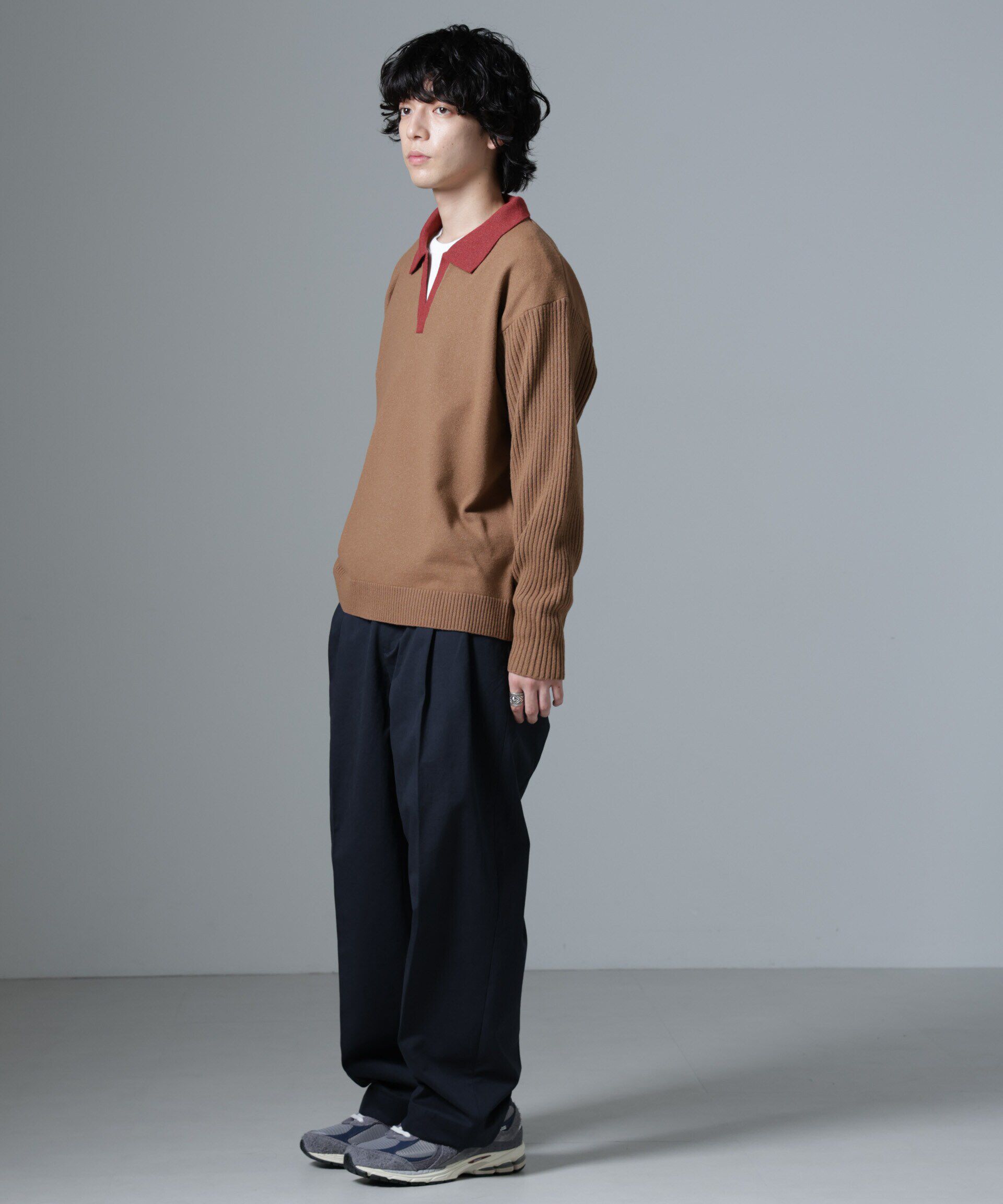 nano･universe「WEB限定/バイカラースキッパーニット」|ニット・セーター|