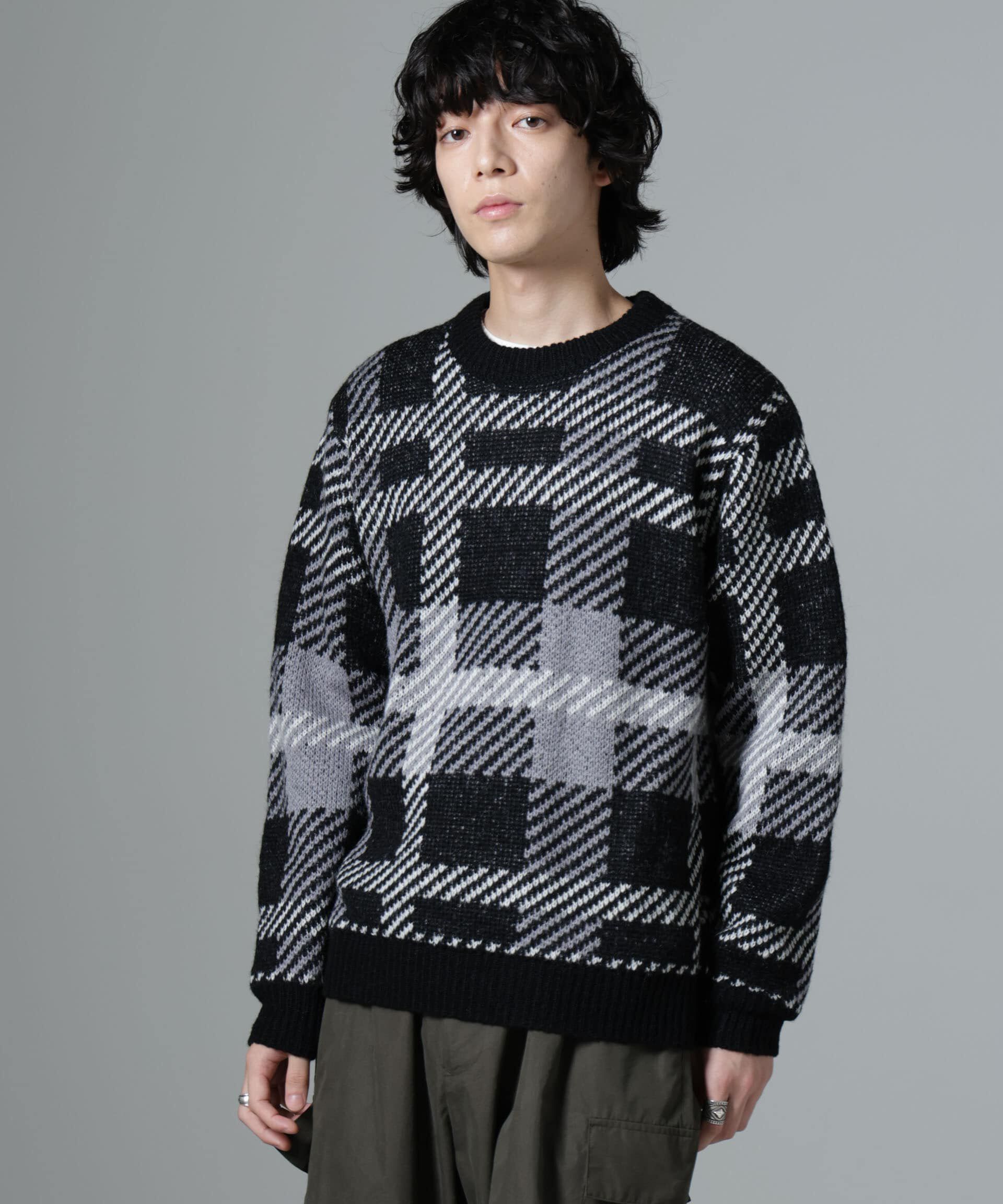 nano･universe「ウールミックスパターンニット」|ニット・セーター|ブラック