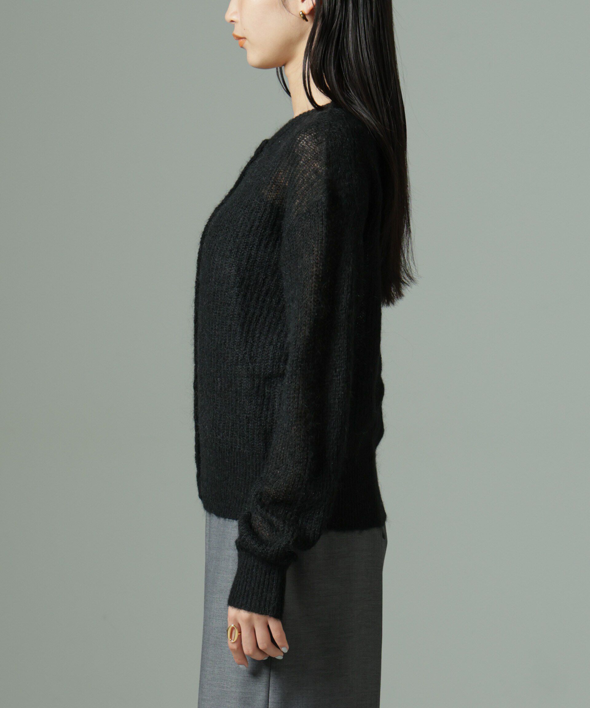 nano･universe「モヘヤ混クルーネックニットカーディガン(セットアップ可)」|ニット・セーター|