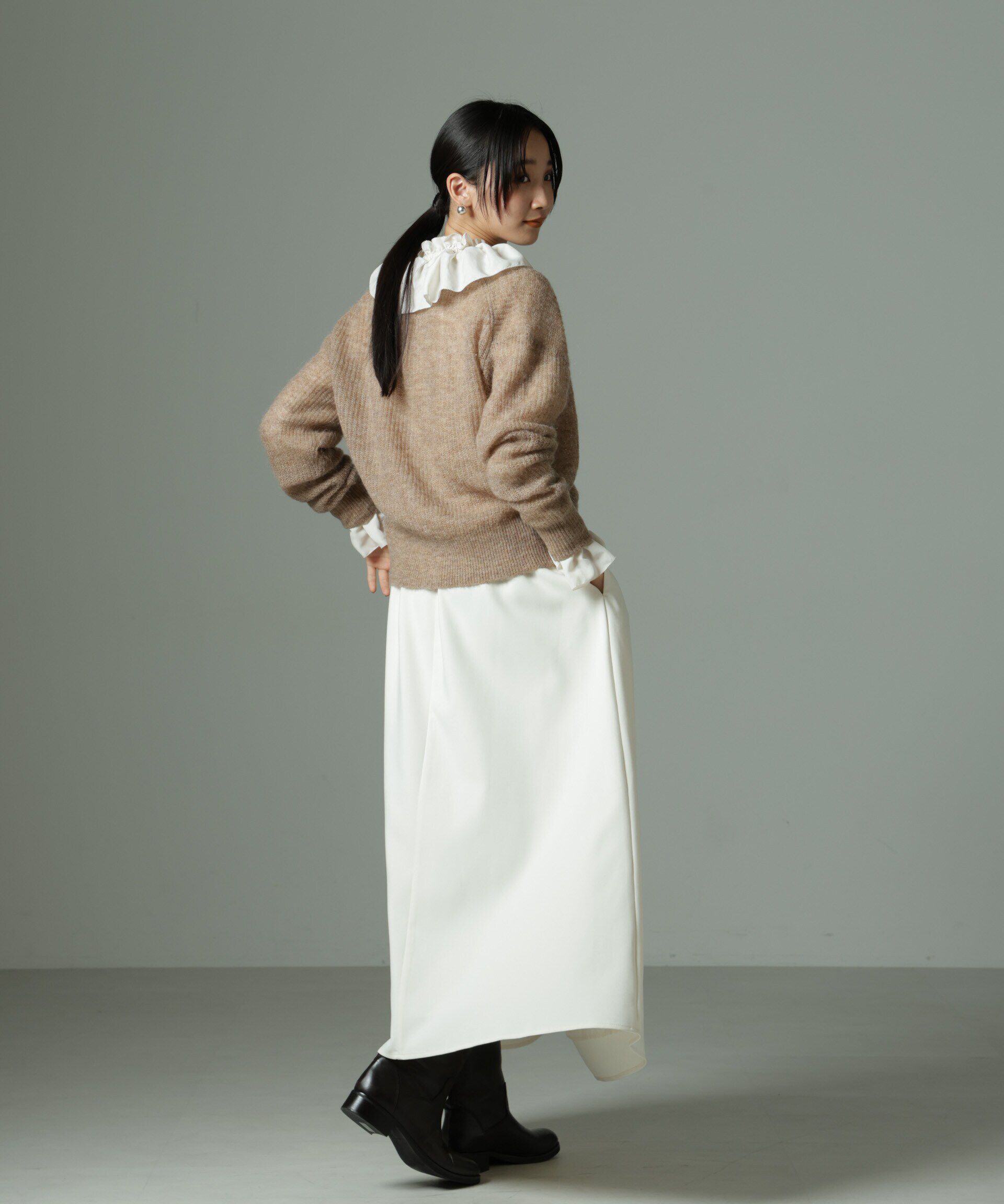 nano･universe「モヘヤ混クルーネックニットカーディガン(セットアップ可)」|ニット・セーター|