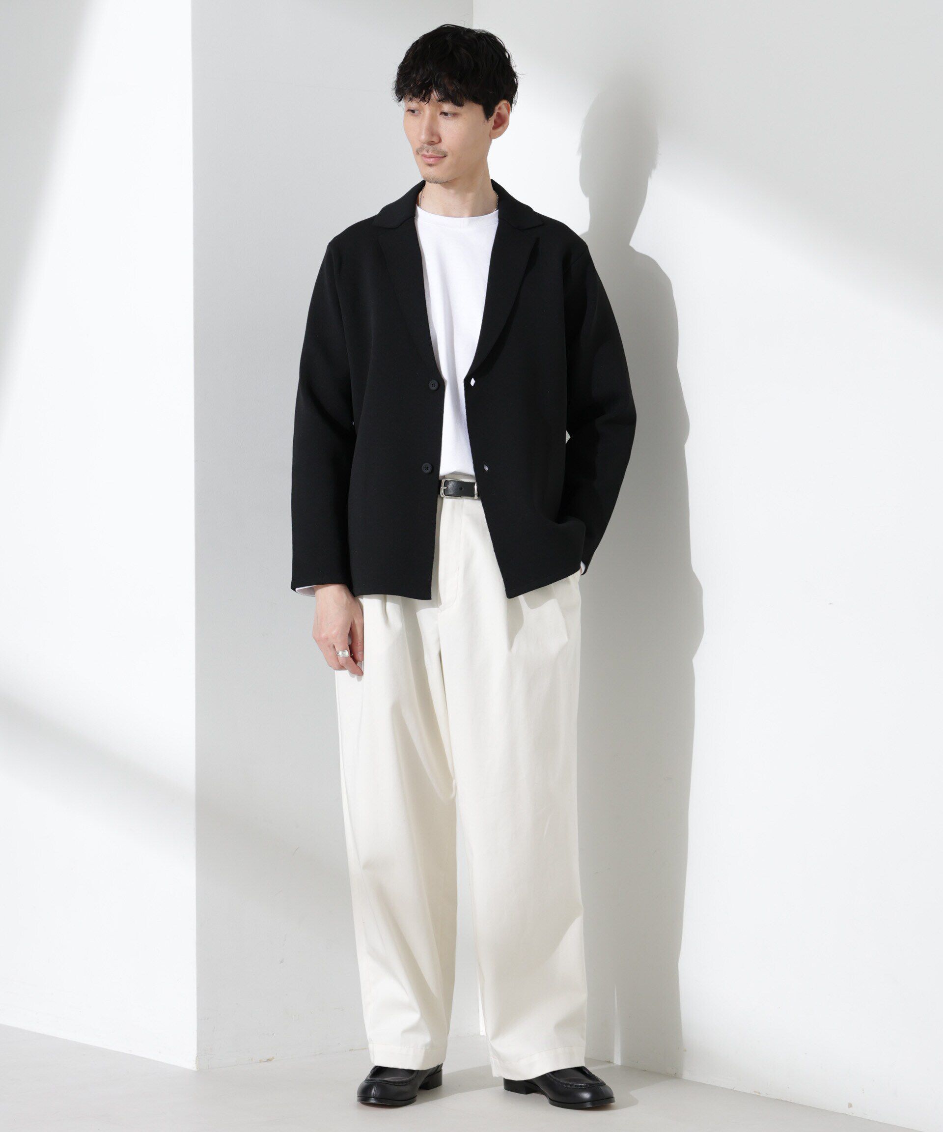 nano･universe「スポンディッシュ ミラノリブ テーラードジャケット」|ニット・セーター|