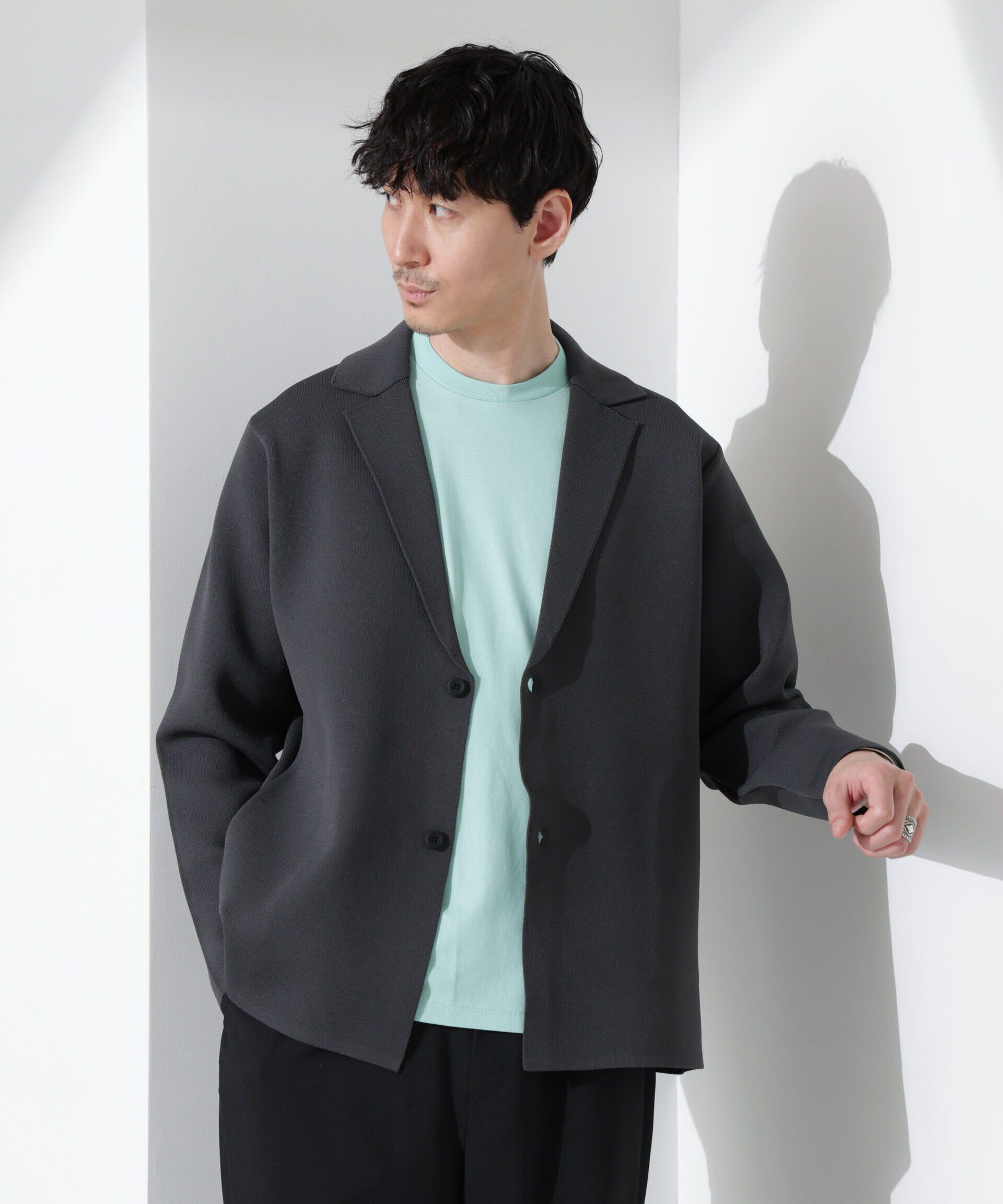 nano･universe「スポンディッシュ ミラノリブ テーラードジャケット」|ニット・セーター|