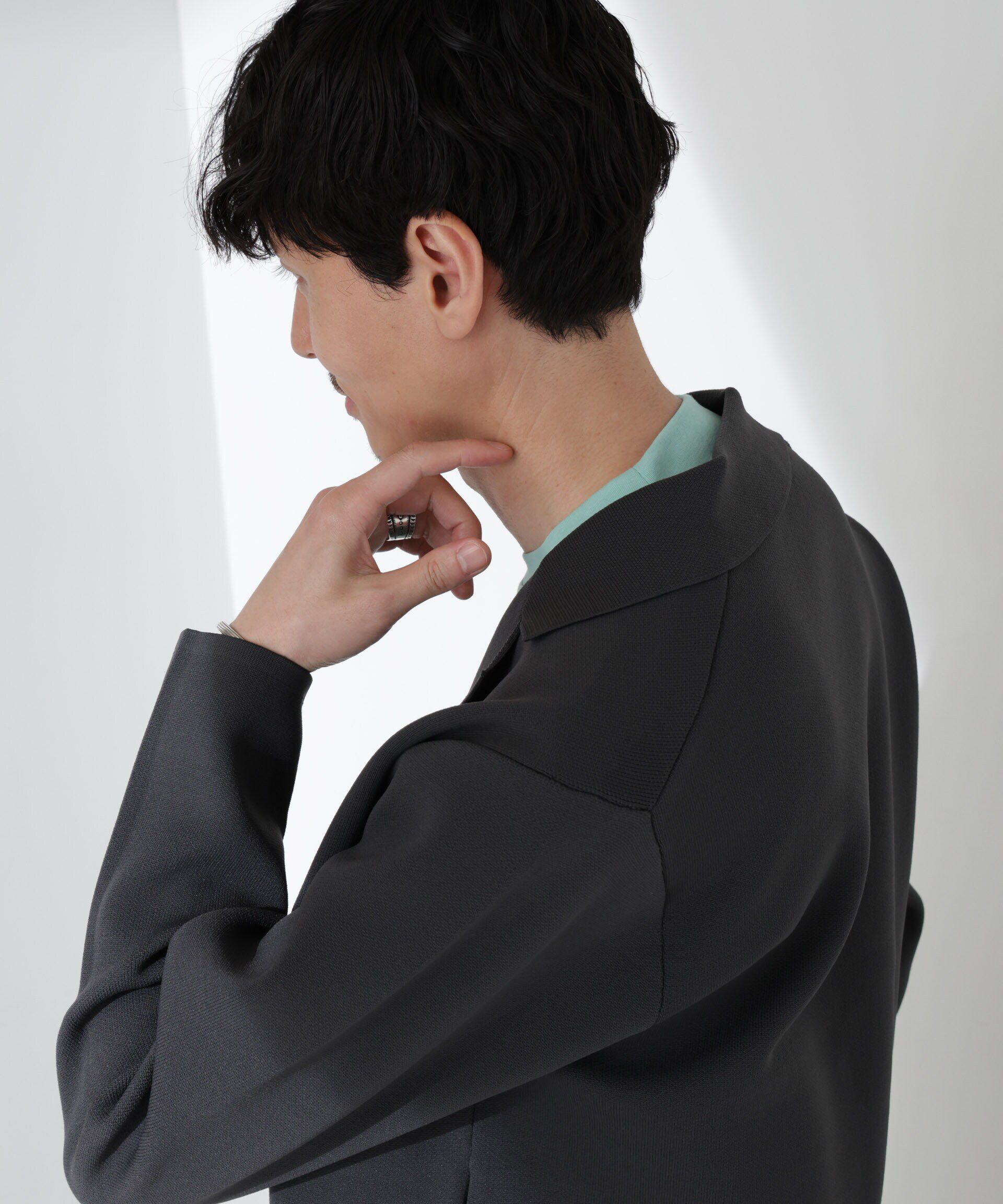 nano･universe「スポンディッシュ ミラノリブ テーラードジャケット」|ニット・セーター|