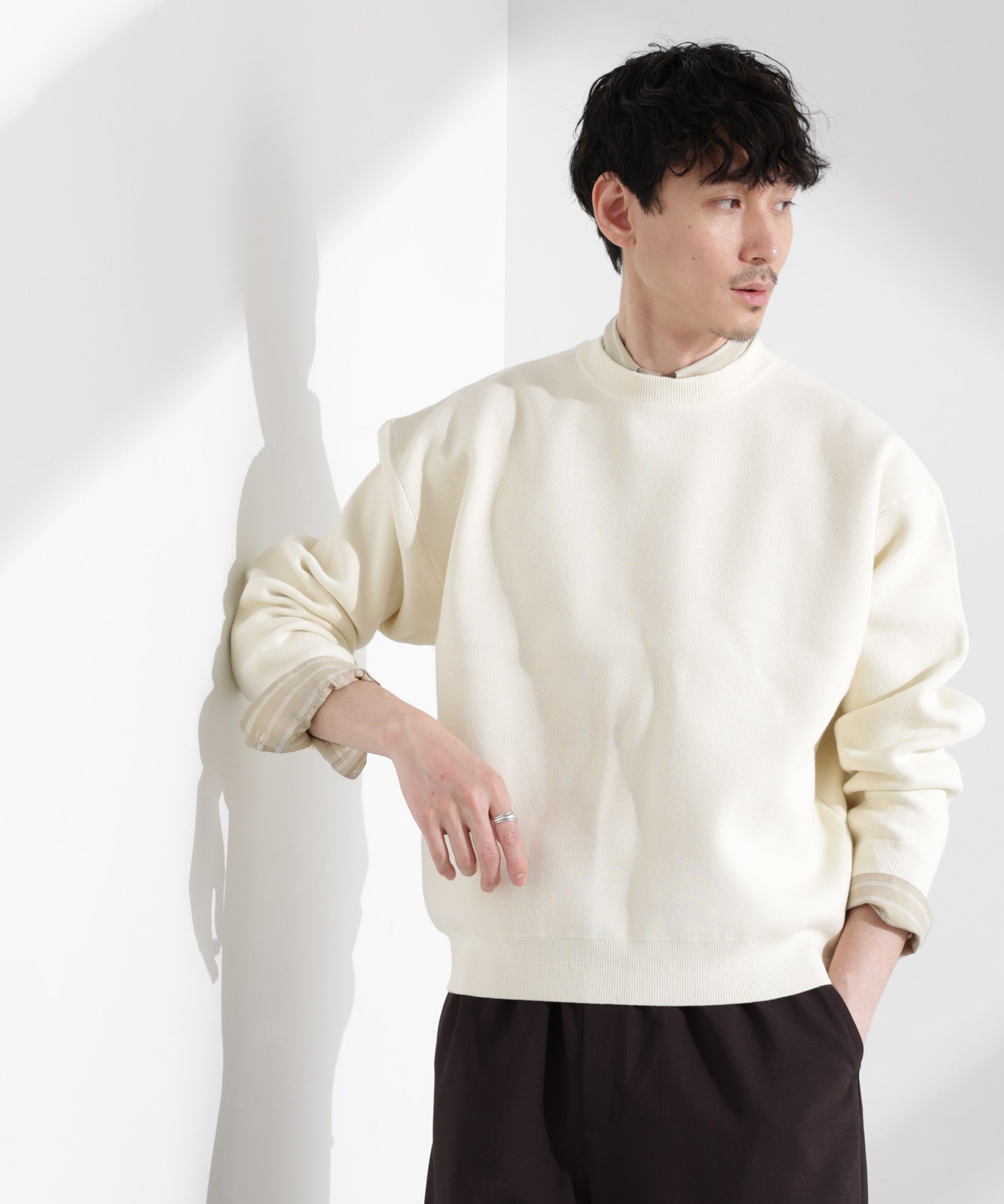 nano･universe「「大人のスウェット」スウェットライク接結クルーネックニット」|ニット・セーター|エクリュ4