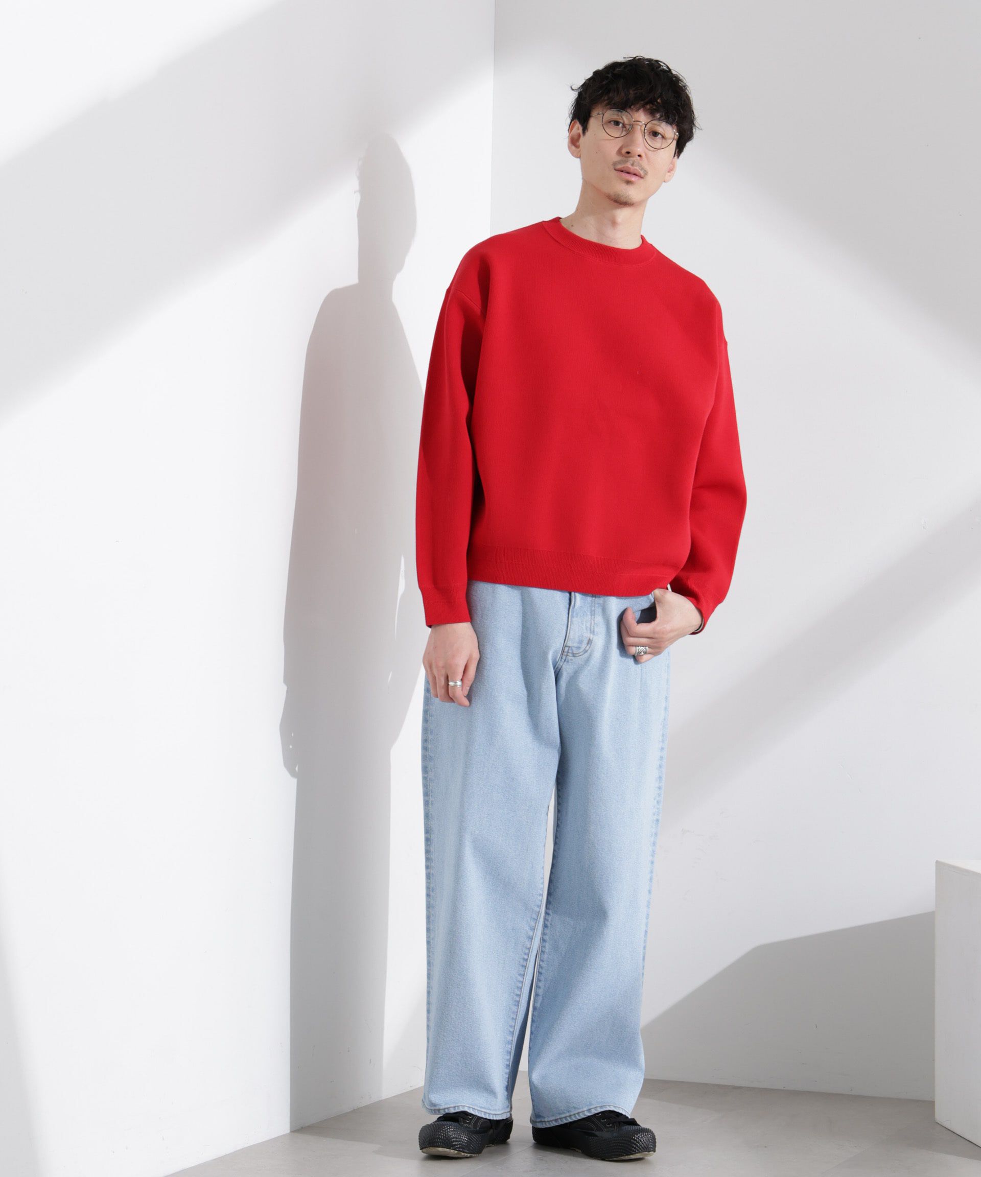 nano･universe「「大人のスウェット」スウェットライク接結クルーネックニット」|ニット・セーター|