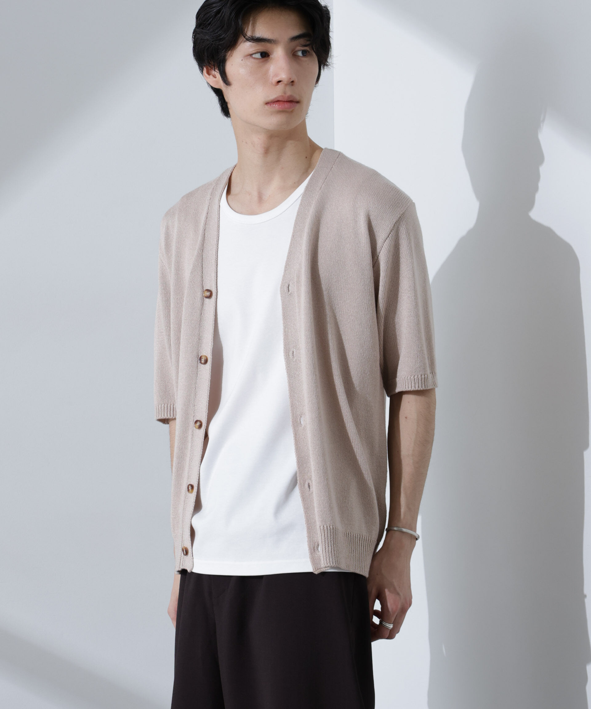nano･universe「コットンライクニットカーディガン 半袖」|ニット・セーター|