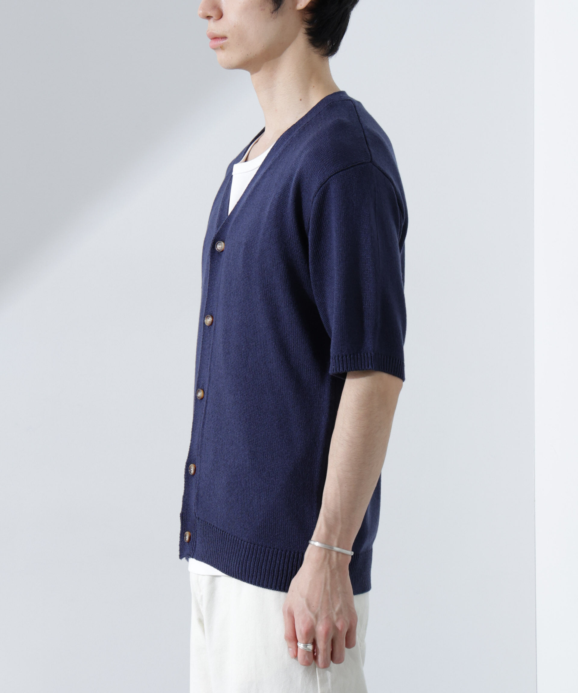 nano･universe「コットンライクニットカーディガン 半袖」|ニット・セーター|